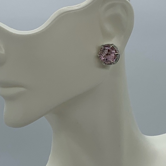 Judith Ripka Pink Silver Stud Earrings - Picture 3 of 6